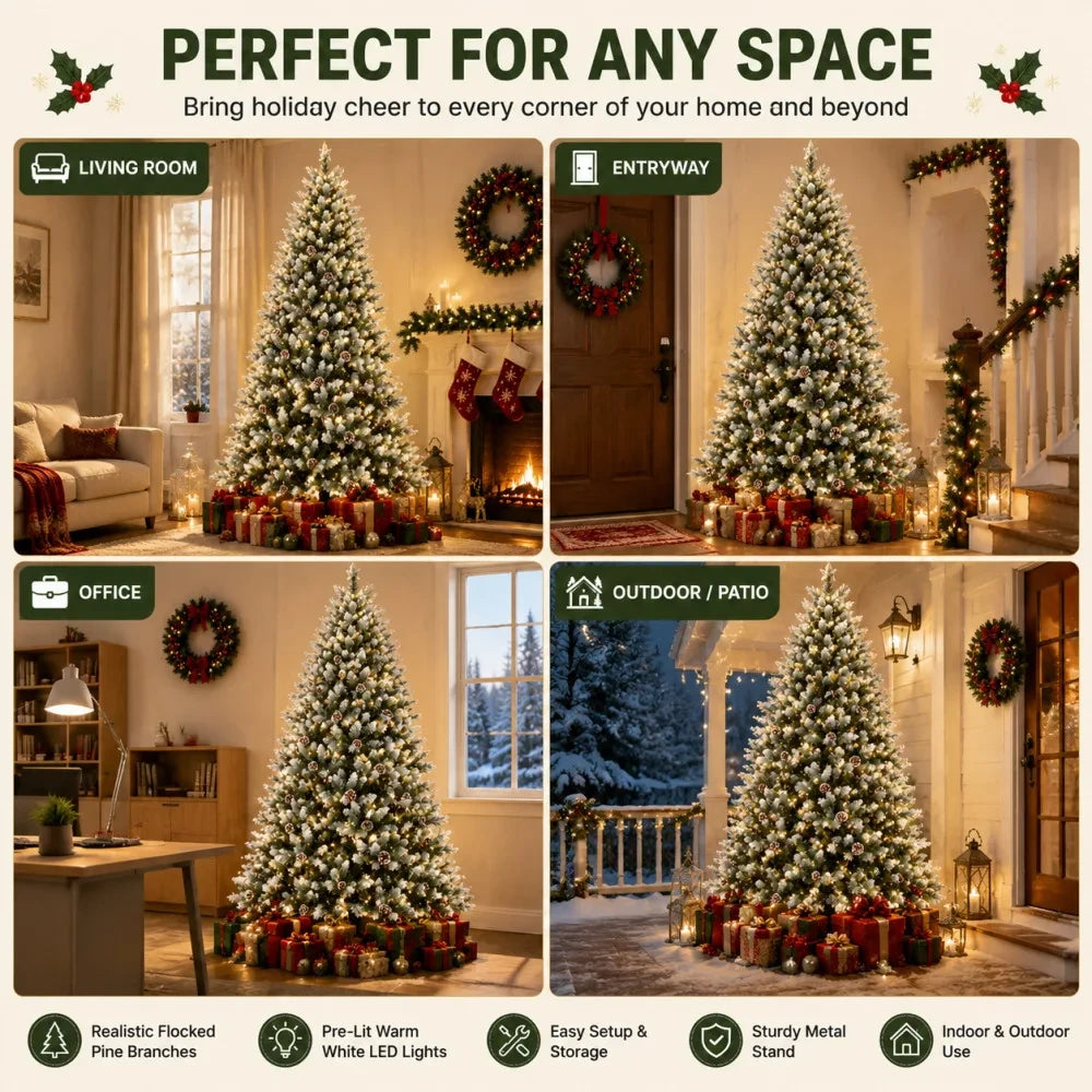 Slim Flocked Artificial Christmas Tree