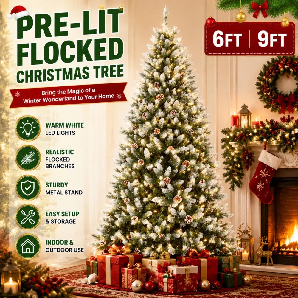 Slim Flocked Artificial Christmas Tree