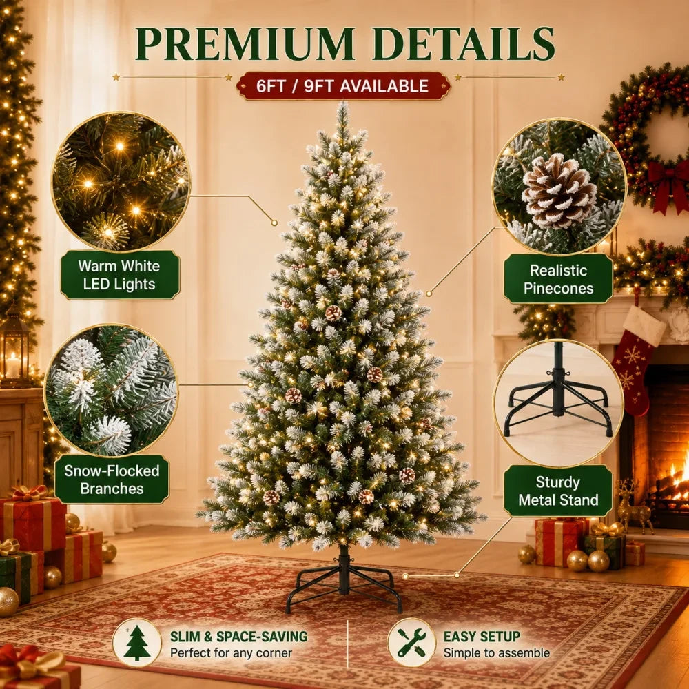 Slim Flocked Artificial Christmas Tree