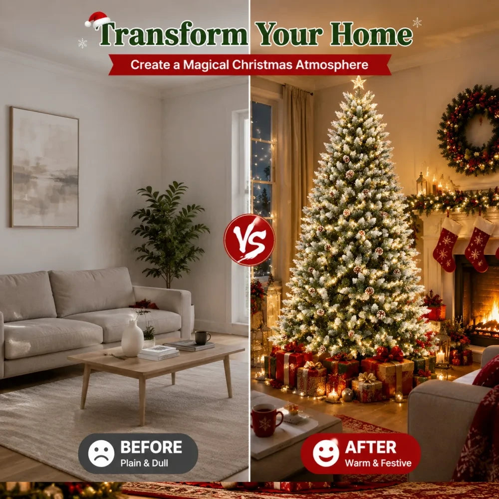 Slim Flocked Artificial Christmas Tree
