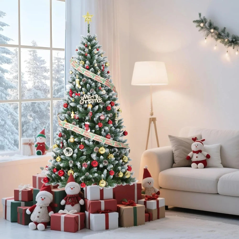 Slim Flocked Artificial Christmas Tree