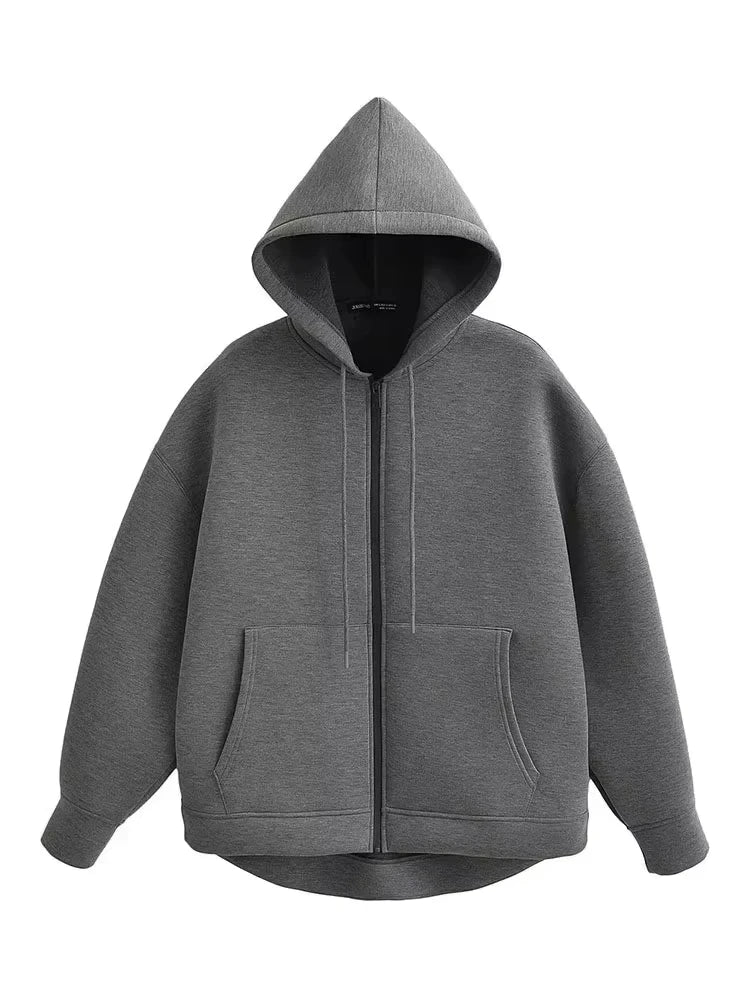 Oversized Zipper Hoodie Coat