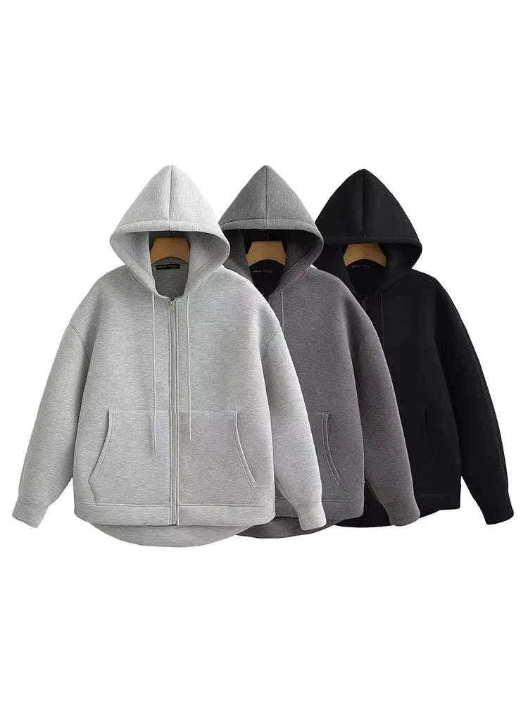 Oversized Zipper Hoodie Coat