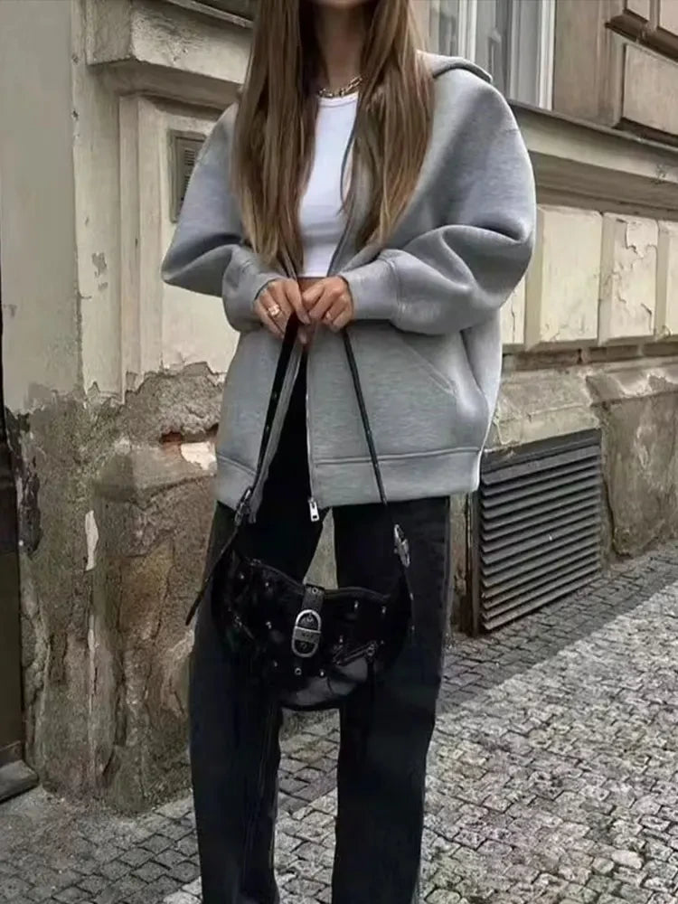 Oversized Zipper Hoodie Coat