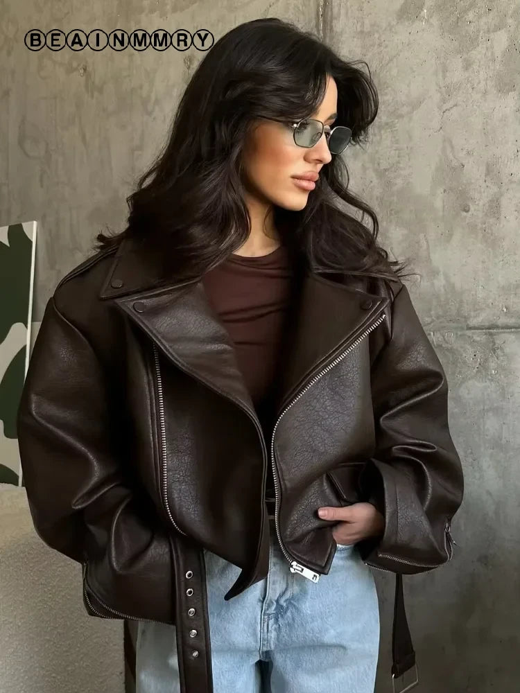 Burgundy Faux Leather Short Jacket