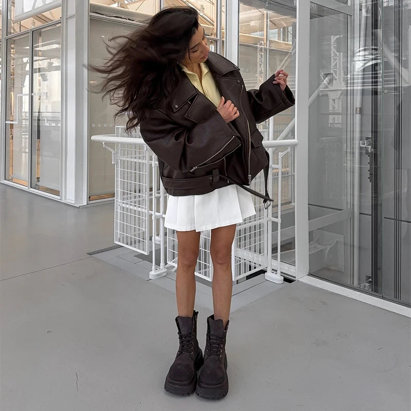 Burgundy Faux Leather Short Jacket