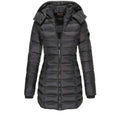 Women's Thick Padded Parka Coat – Slim Mid-Length Hoodie Jacket