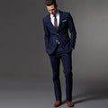Men's Custom Made Wedding Suit – Slim Fit Wool Blend Tuxedo with Pants, Tie & Pocket Square