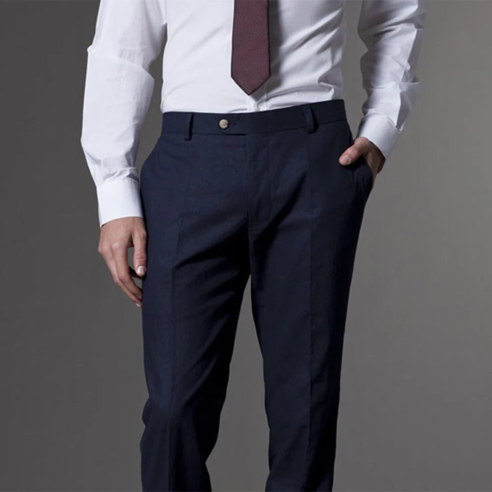 Men's Custom Made Wedding Suit – Slim Fit Wool Blend Tuxedo with Pants, Tie & Pocket Square