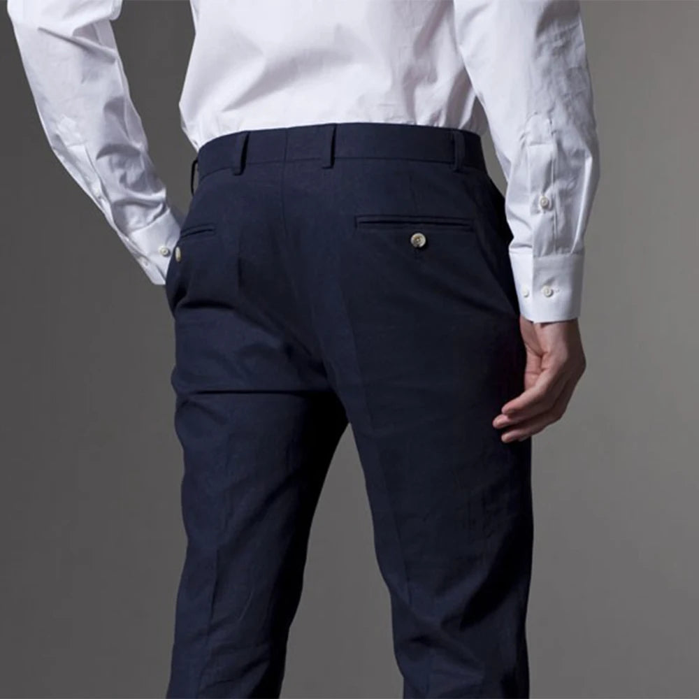 Men's Custom Made Wedding Suit – Slim Fit Wool Blend Tuxedo with Pants, Tie & Pocket Square