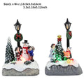 Christmas Village Scene LED Resin Ornament – Snowman Street Lamp Holiday Figurine