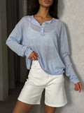 Women's Soft Knit Long Sleeve Tee – Casual Loose Bottom T-Shirt