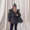 Women's Printed Hooded Down Jacket – Slim Thicken Quilted Winter Coat