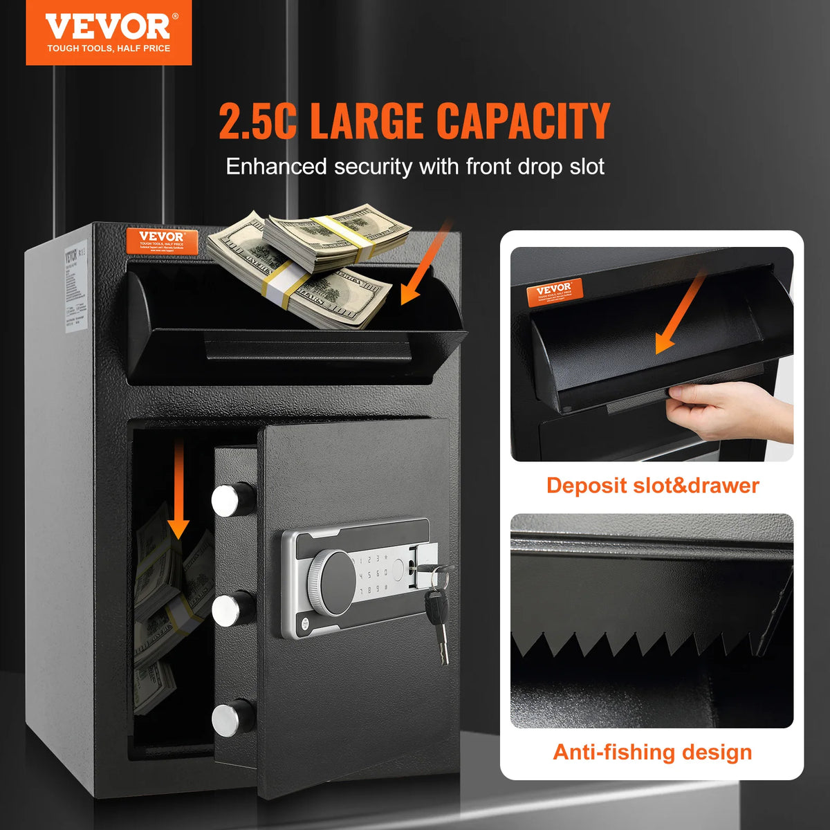 Depository Drop Slot Safe 1.7-2.5 Cu Ft – Electronic Lock & Steel Build | KENZ Outlet
