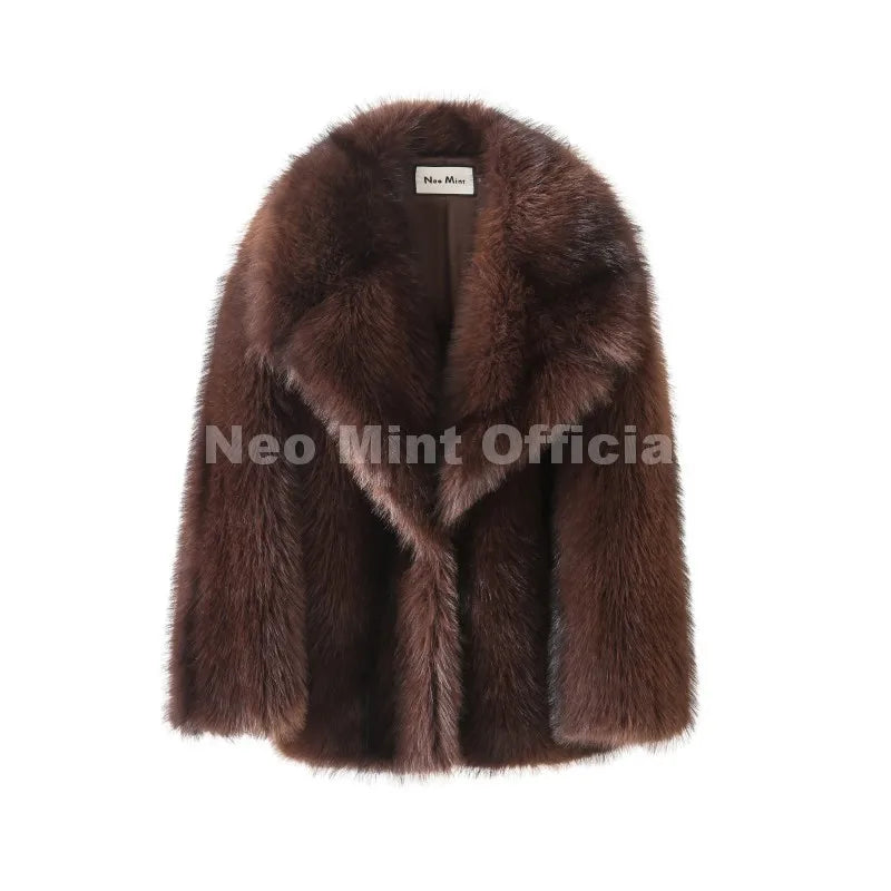 Women's Faux Fur Winter Jacket-Warm Long Coat