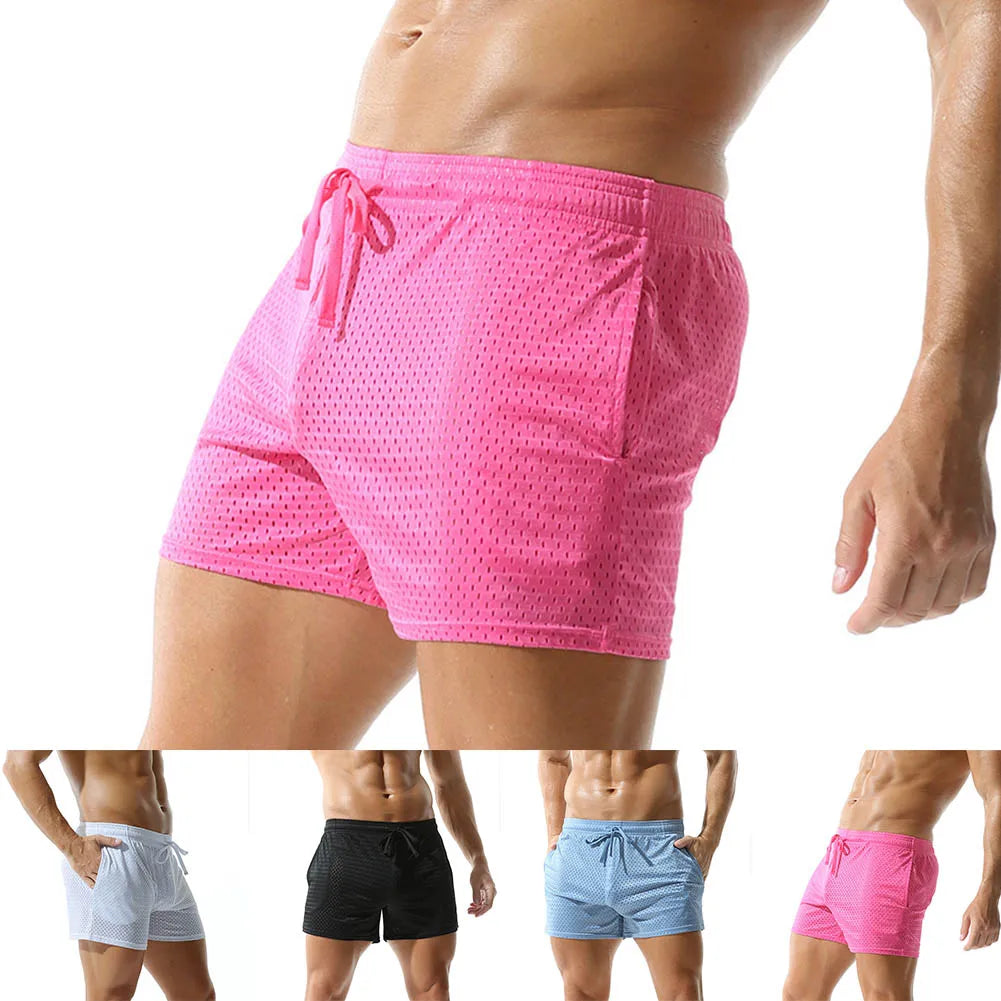 Men's Mesh See-Through Boxer Shorts – Breathable Mid-Rise Briefs & Trunks Underwear (M–XXL)