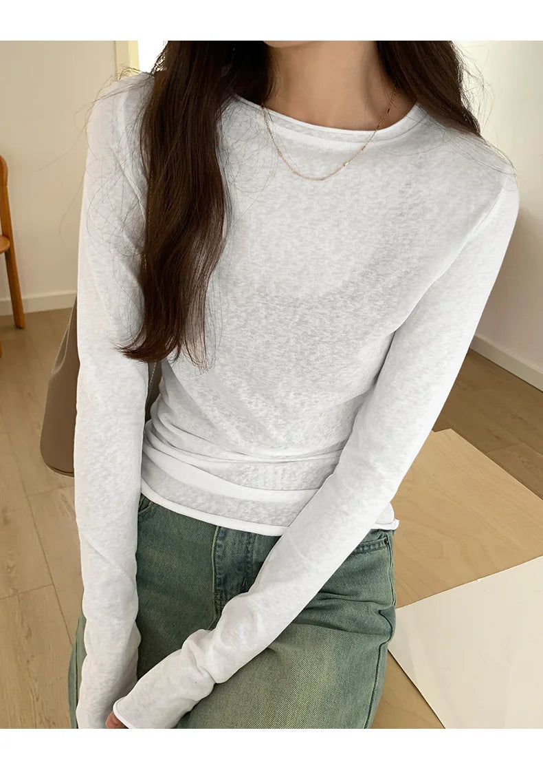Women's Long Sleeve Slim Fit Casual T-Shirt