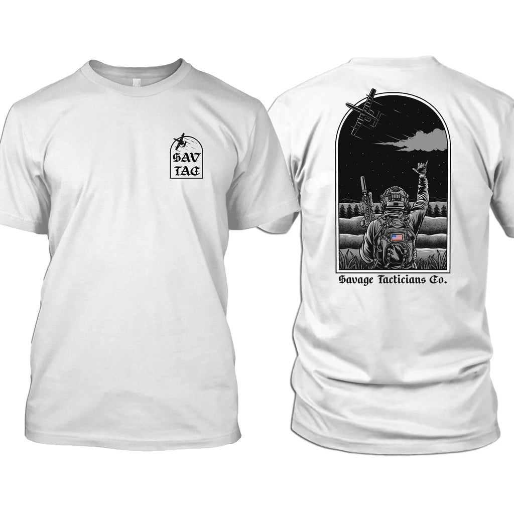 Men's Tactical Print T-Shirt – 100% Cotton Loose Fit Breathable Streetwear Tee