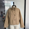 Women's Short Woolen Zip Jacket – Loose Stand Collar Outwear 2025