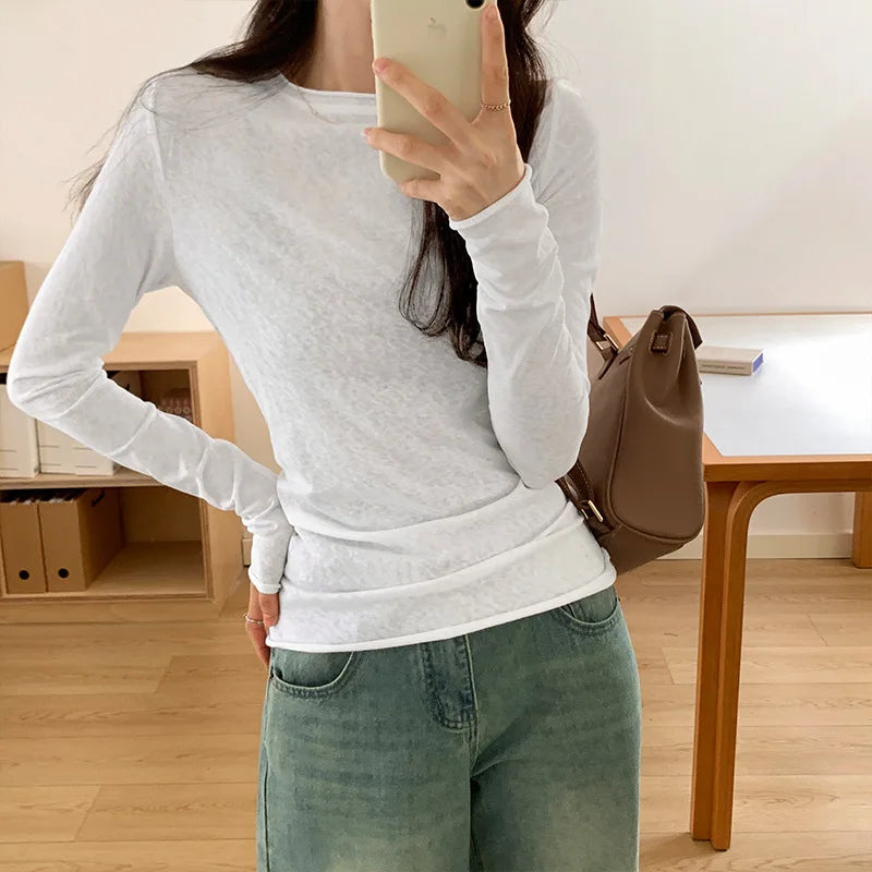 Women's Long Sleeve Slim Fit Casual T-Shirt