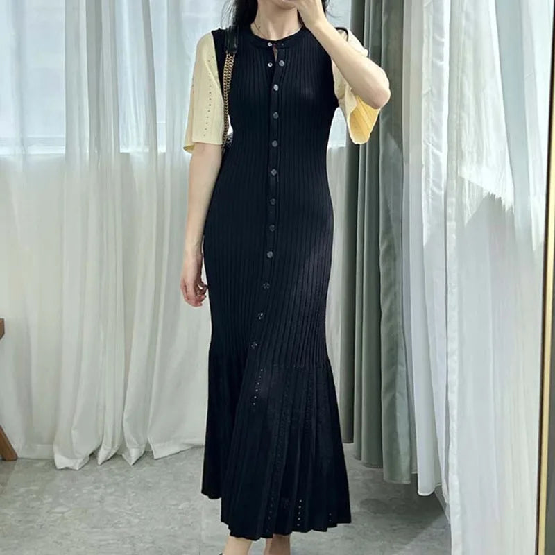 Women's French Elegant Knit Mermaid Dress – Slimming Fishtail Bodycon