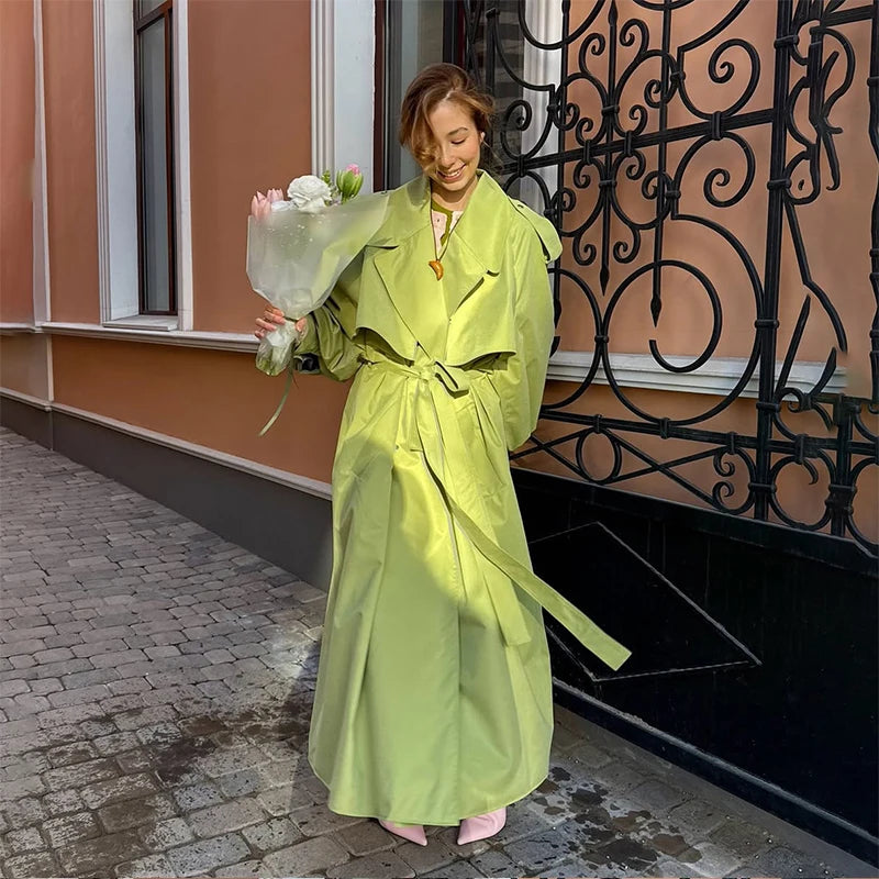 Women's Oversized Batwing Sleeve Trench Coat – Lapel Windbreaker Streetwear