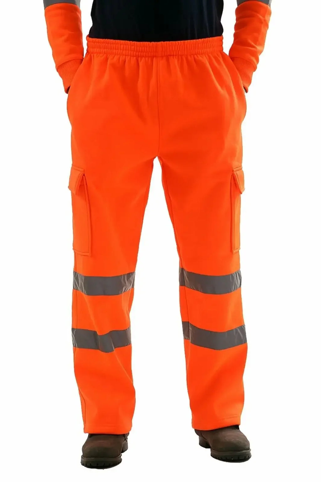 Men's Reflective Striped Safety Work Pants – Loose Jogger Rain Trousers Workwear