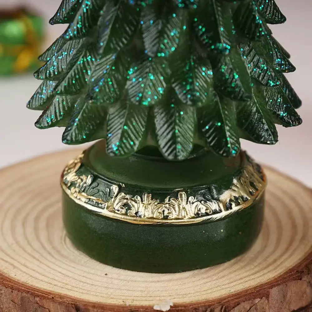 Resin Christmas Tree Figurine – Holiday Table Centerpiece Desk Ornament Home Decor