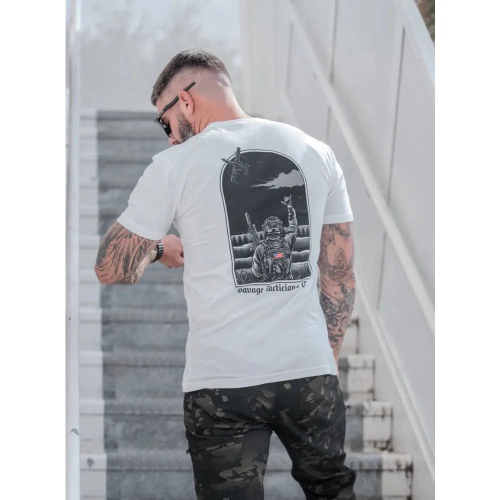 Men's Tactical Print T-Shirt – 100% Cotton Loose Fit Breathable Streetwear Tee