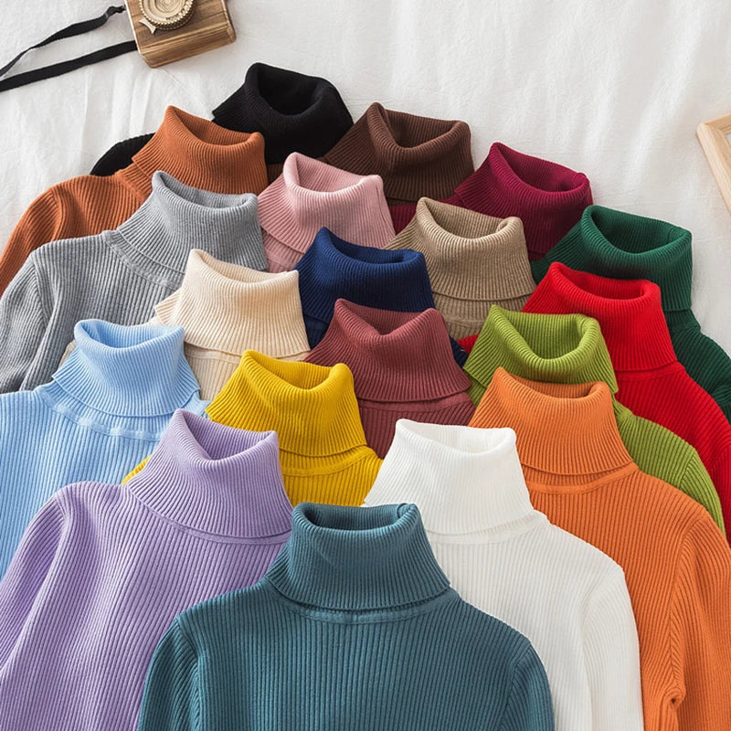 Women's Soft Cashmere Turtleneck Sweater – Cozy Knit Winter Pullover