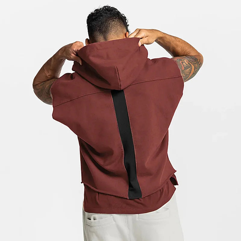 Men's Hooded Sleeveless Gym Tank Top – Cotton Bodybuilding Vest for Fitness & Workout (M–XXXL)