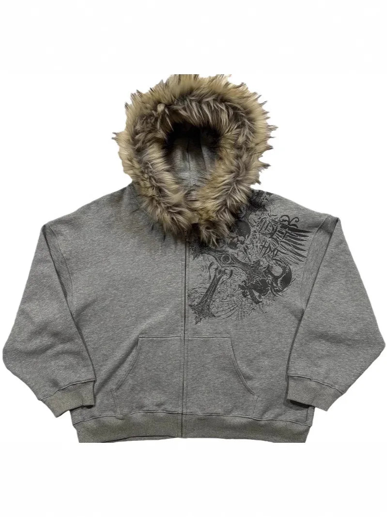 Women's Y2K Faux Fur Hooded Jacket