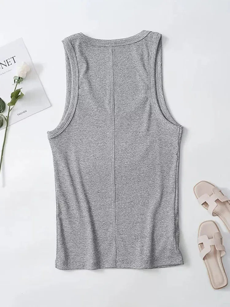 Women's Slim Fit Ribbed Tank Top – Spicy Girl Style Solid Camisole Tee