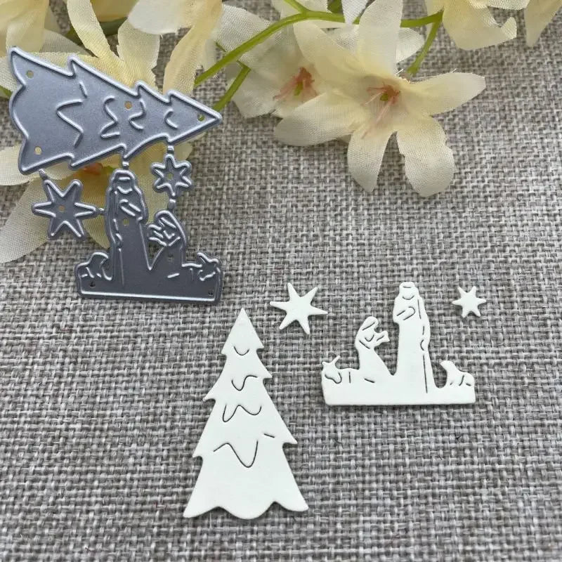 Christmas Tree Prayer Metal Cutting Dies – DIY Scrapbook Embossing Craft Template