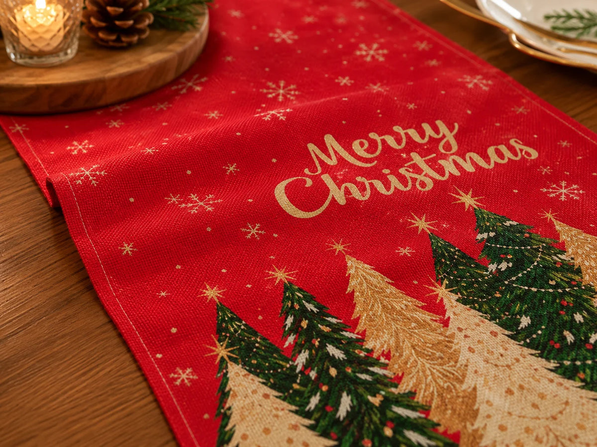 Christmas Tree Table Runner – Festive Winter Holiday Home Decoration