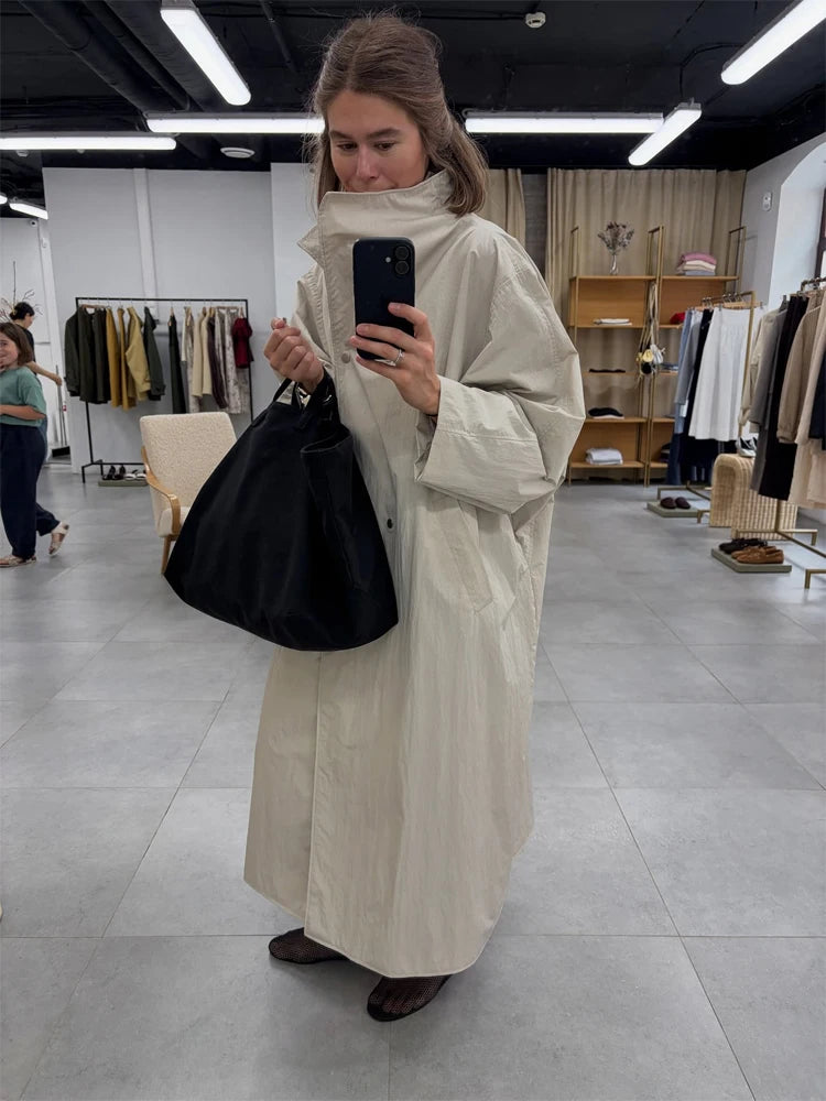 Women's Oversized Batwing Sleeve Trench Coat – Lapel Windbreaker Streetwear