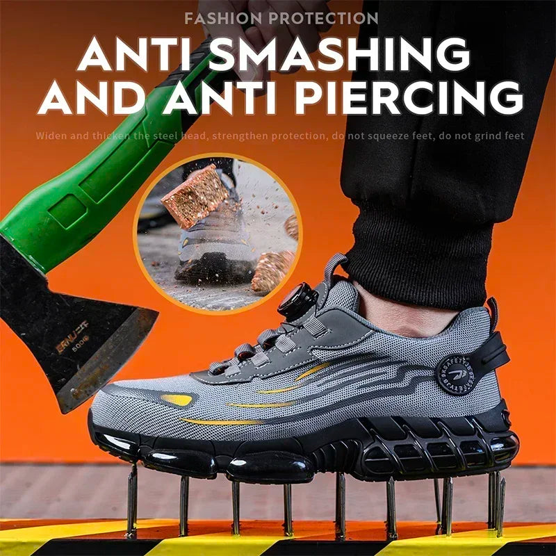 Men's Rotating Button Safety Shoes – Anti-Smash Waterproof Work Boots | KENZ Outlet