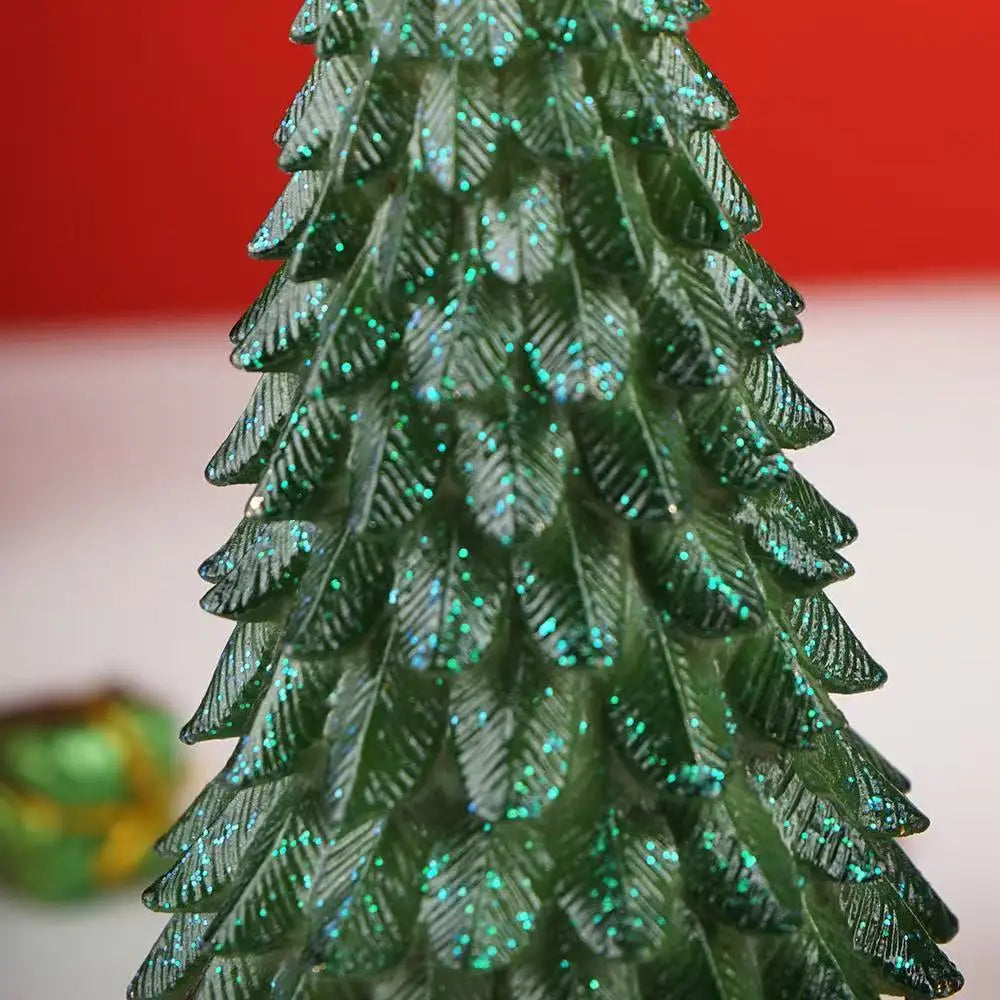Resin Christmas Tree Figurine – Holiday Table Centerpiece Desk Ornament Home Decor