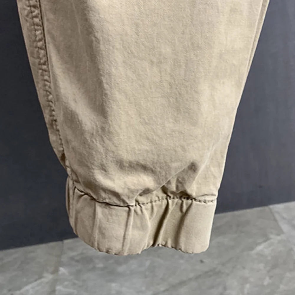 Men's Retro Cargo Jogger Pants – Streetwear Harem Trousers with Pockets