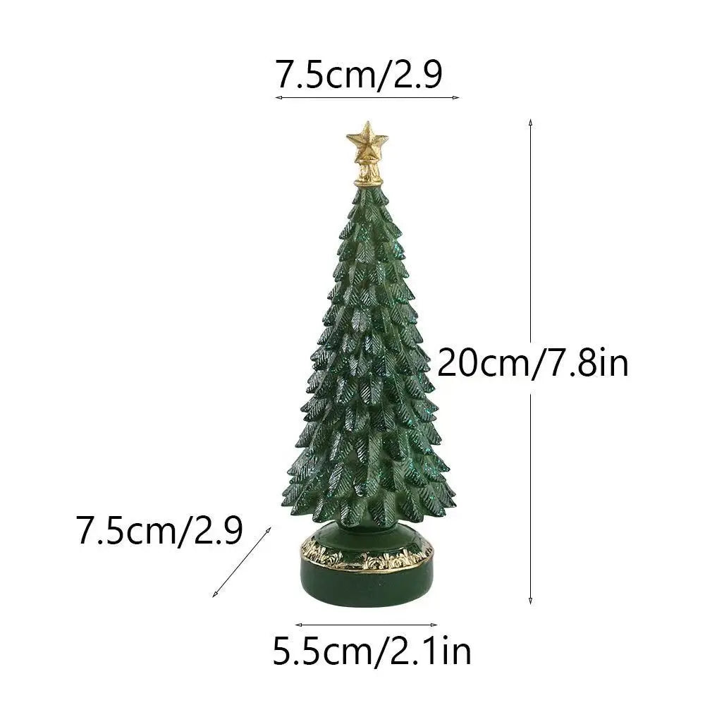 Resin Christmas Tree Figurine – Holiday Table Centerpiece Desk Ornament Home Decor