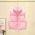 Women's Quilted Sleeveless Down Vest – Warm Cropped Winter Jacket