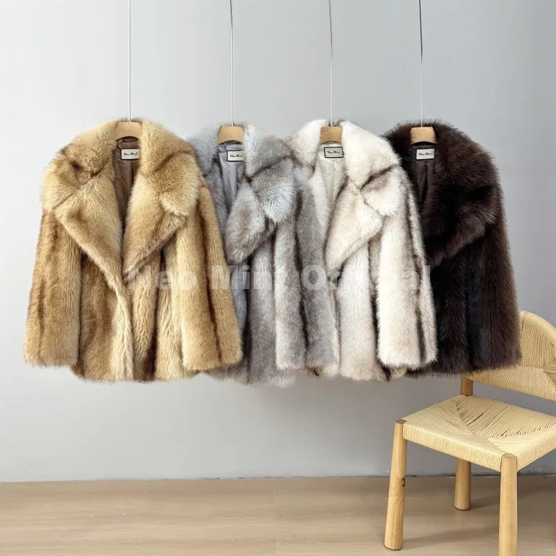 Women's Faux Fur Winter Jacket-Warm Long Coat
