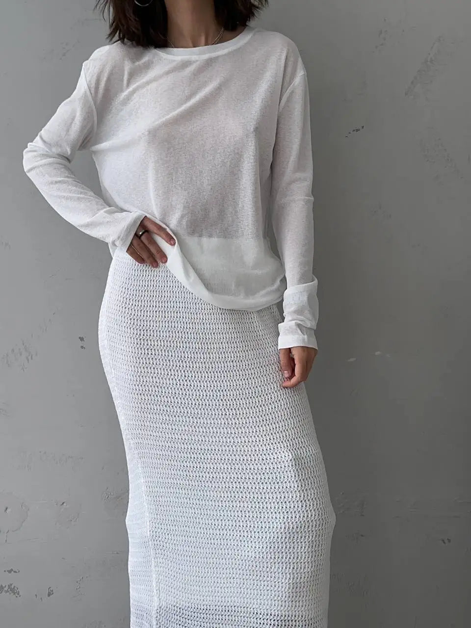 Women's Soft Knit Long Sleeve Tee – Casual Loose Bottom T-Shirt