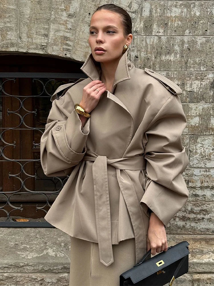 Women's Oversized Batwing Sleeve Trench Coat – Lapel Windbreaker Streetwear