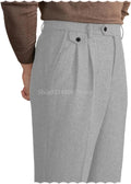 Men's Tweed Herringbone Vintage Dress Pants – Regular Fit Suit Trousers