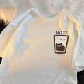 Women's Cartoon Cat Print T-Shirt – Retro American Street Style Top