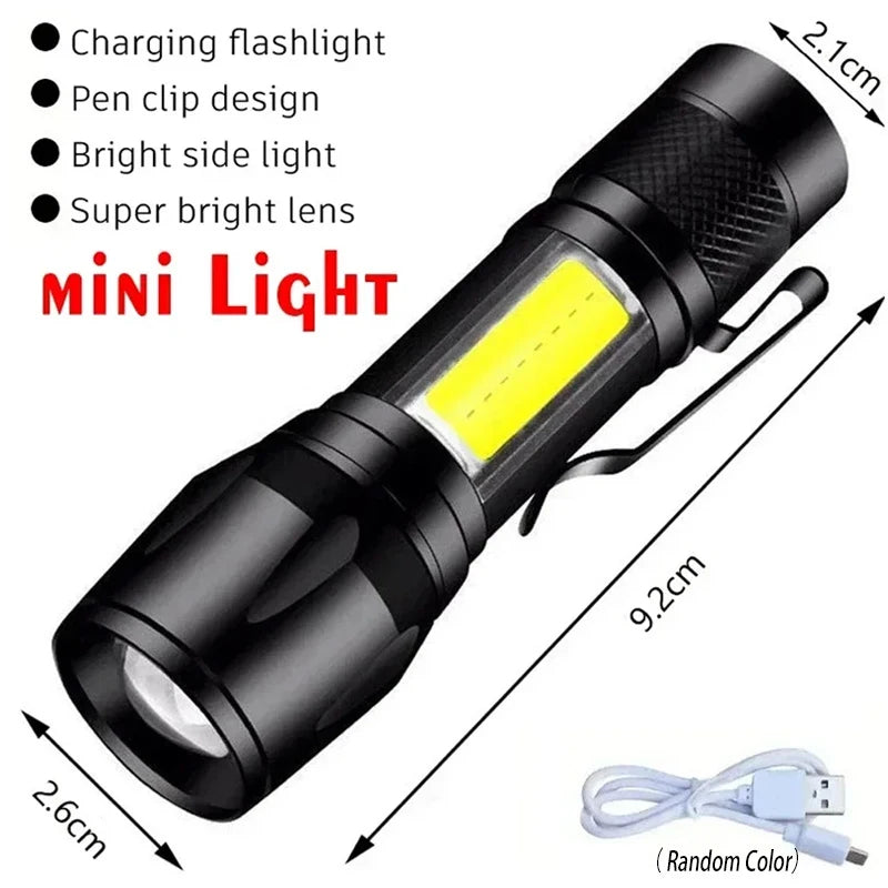 LED Tactical Flashlight USB Rechargeable – Waterproof Zoom Torch | KENZ Outlet