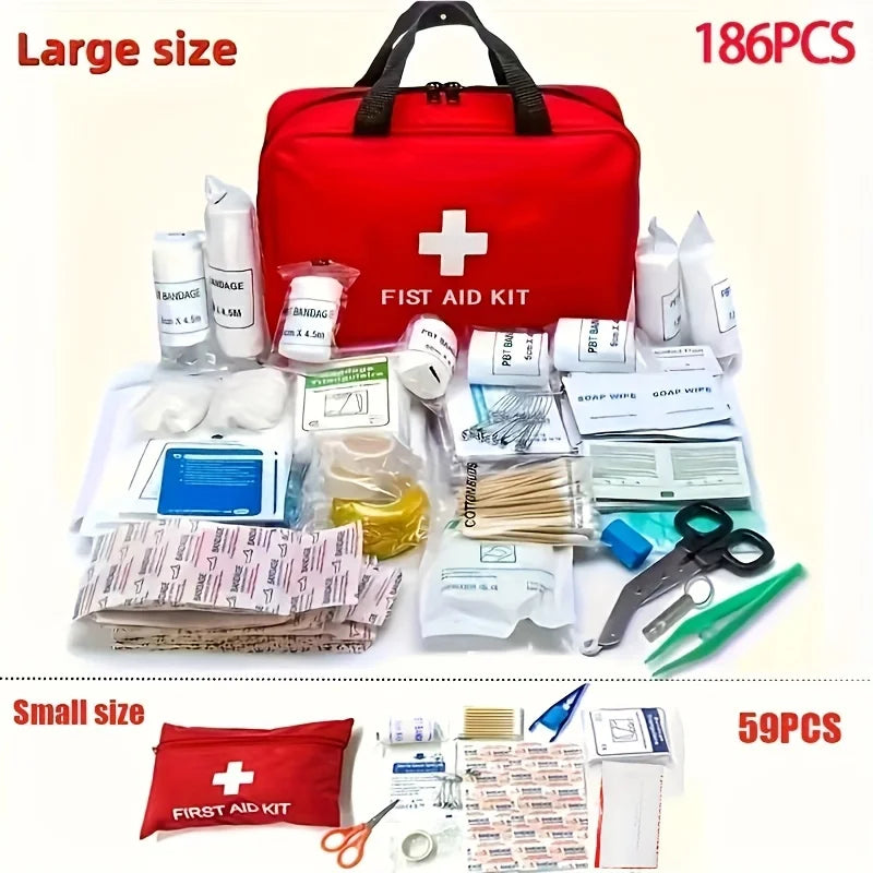 Deluxe First Aid Kit 186pcs – Portable Bag for Hiking & Camping | KENZ Outlet