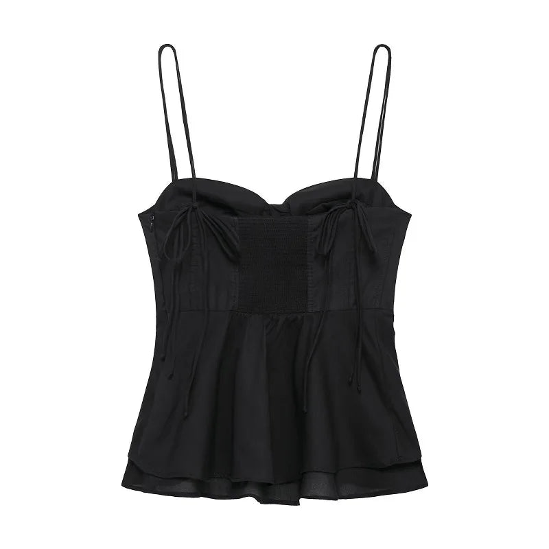 Women's Black Corset Crop Top – Sexy Sleeveless Backless Bustier Camisole
