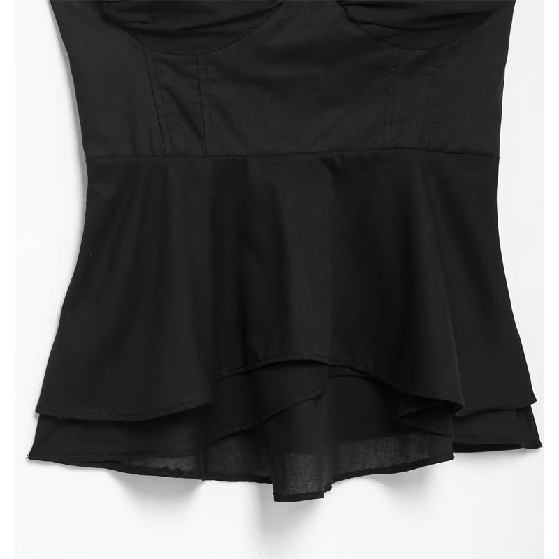 Women's Black Corset Crop Top – Sexy Sleeveless Backless Bustier Camisole